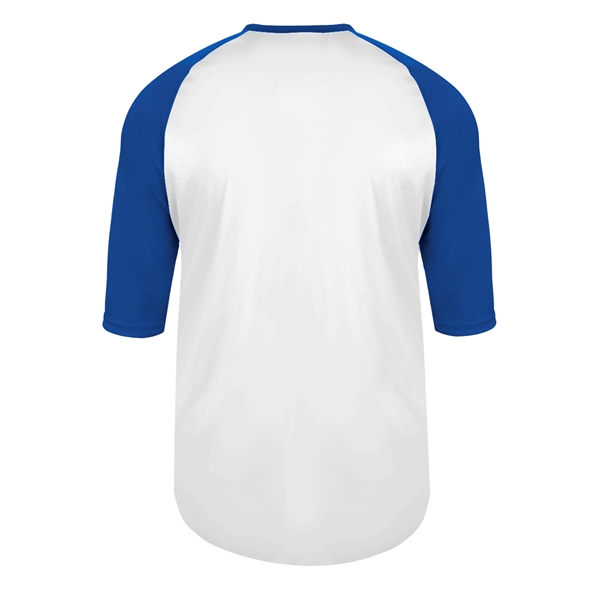 Youth baseball tee with contrasting 3/4 raglan sleeves, contrast self-fabric collar,... from ASI 37461 Augusta Sportswear