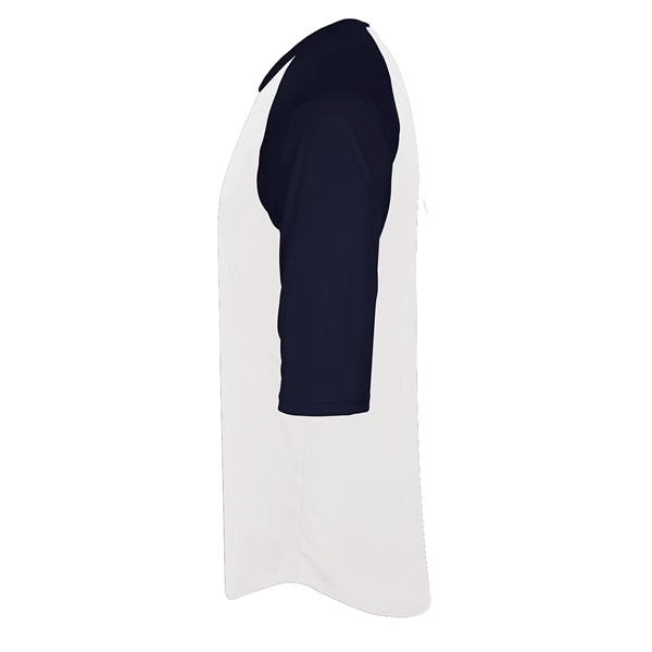 Youth baseball tee with contrasting 3/4 raglan sleeves, contrast self-fabric collar,... from ASI 37461 Augusta Sportswear