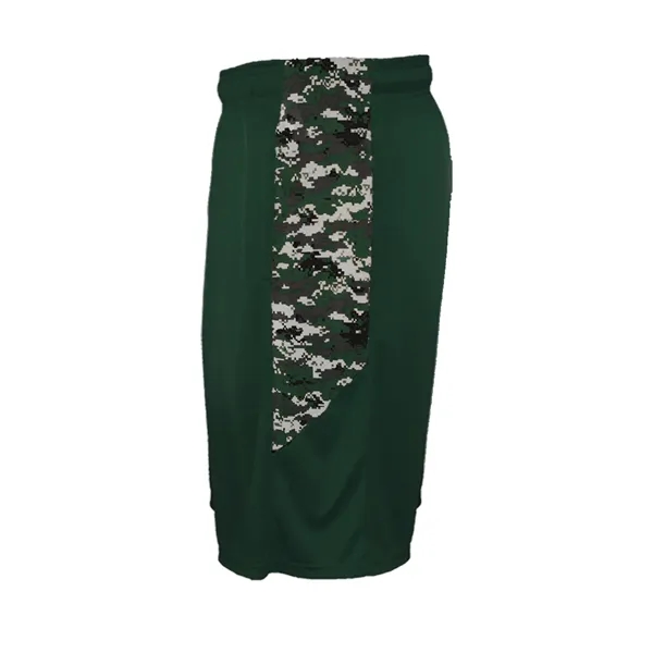 Panel shorts with sublimated digital side inserts, 2" covered elastic waistband... from ASI 37461 Augusta Sportswear