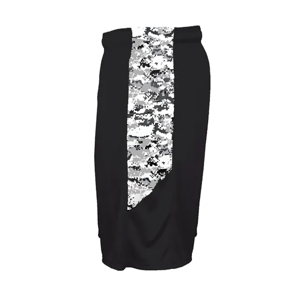 Panel shorts with sublimated digital side inserts, 2" covered elastic waistband... from ASI 37461 Augusta Sportswear