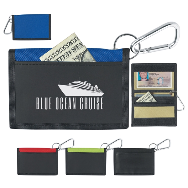 Hook and loop closure wallet with carabiner and outside front pocket.... from ASI 61125 Hit Promotional Products / Hit®