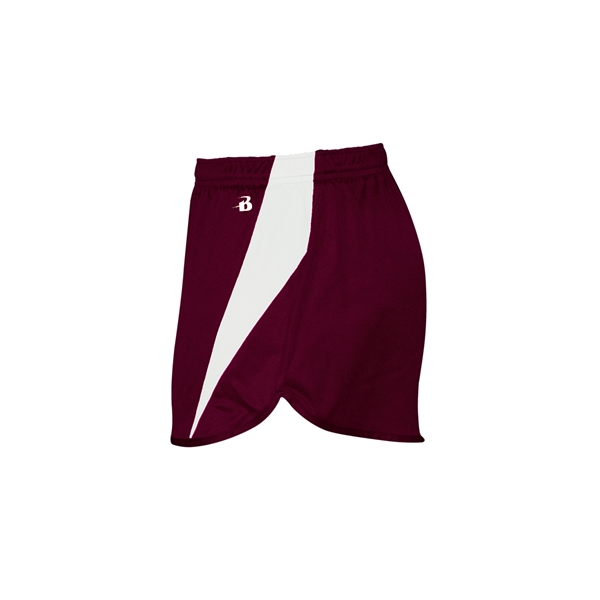 Women's shorts 1" covered elastic waistband with drawcord, Badger heat seal... from ASI 37461 Augusta Sportswear