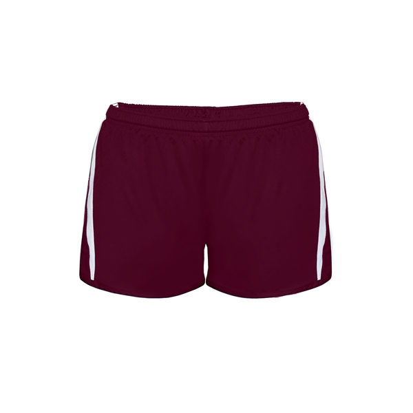 Women's shorts 1" covered elastic waistband with drawcord, Badger heat seal... from ASI 37461 Augusta Sportswear