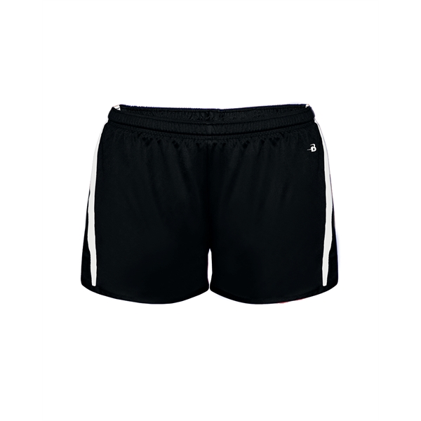 Women's shorts 1" covered elastic waistband with drawcord, Badger heat seal... from ASI 37461 Augusta Sportswear
