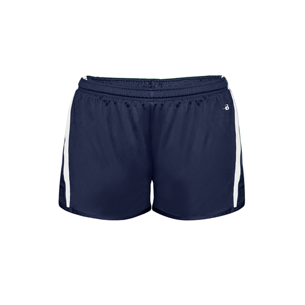 Women's shorts 1" covered elastic waistband with drawcord, Badger heat seal... from ASI 37461 Augusta Sportswear