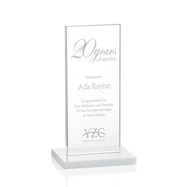 This illustrious Starfire Crystal award stands upright on an elegant White... from ASI 84592 St Regis Group / St Regis