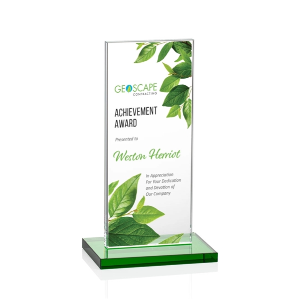 The full-color VividPrint™ Heathrow Award stands upright on an elegant Emerald... from ASI 84592 St Regis Group / St Regis