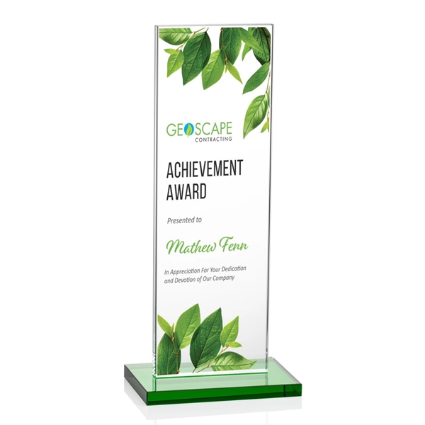 The full-color VividPrint™ Heathrow Award stands upright on an elegant Emerald... from ASI 84592 St Regis Group / St Regis
