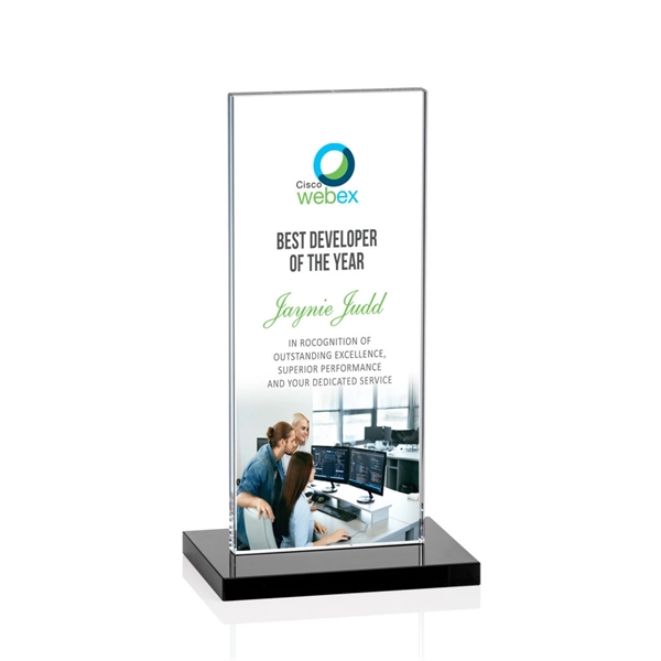 The full-color VividPrint™ Heathrow Award stands upright on an elegant Ebony... from ASI 84592 St Regis Group / St Regis
