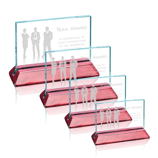 Jade glass horizontal award with rosewood base.... from ASI 84592 St Regis Group / Prestige Glass