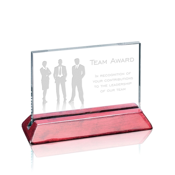 Starfire horizontal award on rosewood base.... from ASI 84592 St Regis Group / Prestige Glass