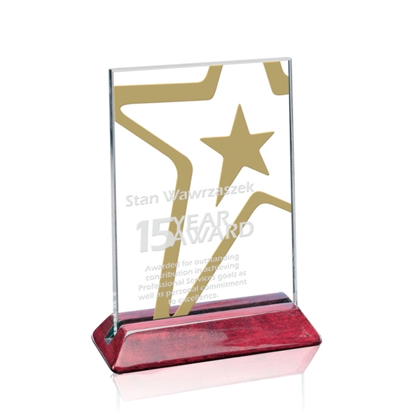 Starfire vertical award on rosewood base.... from ASI 84592 St Regis Group / Prestige Glass