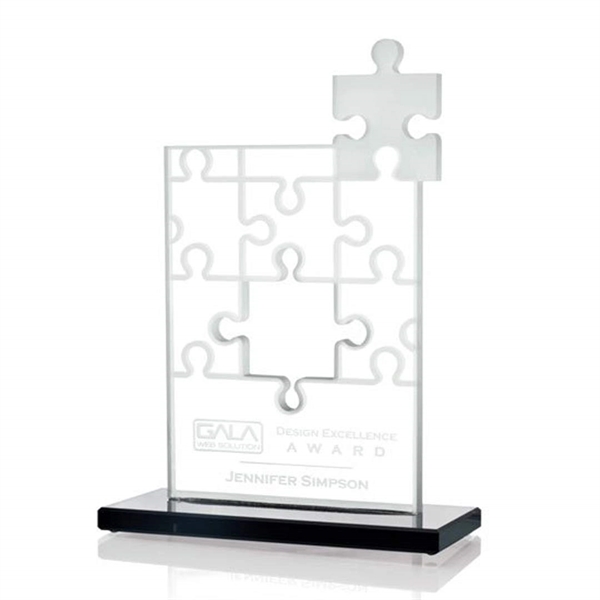 Jigsaw puzzle shape starfire waterjet cut award on ebony base.... from ASI 84592 St Regis Group / St Regis