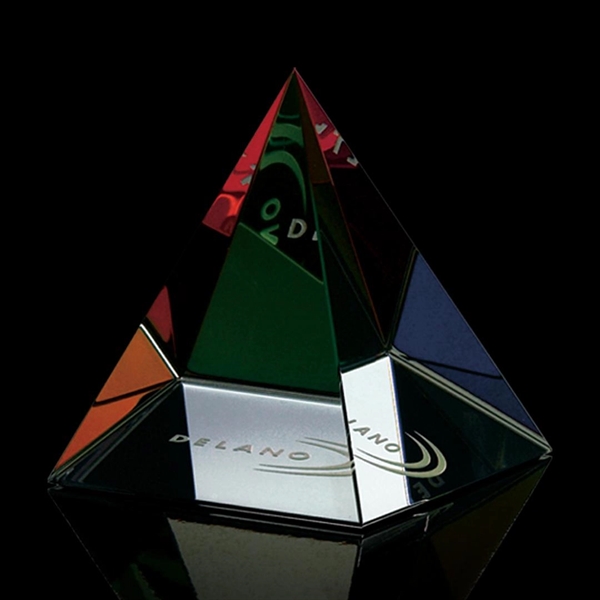 Colored pyramid shape optical crystal award.... from ASI 84592 St Regis Group / St Regis