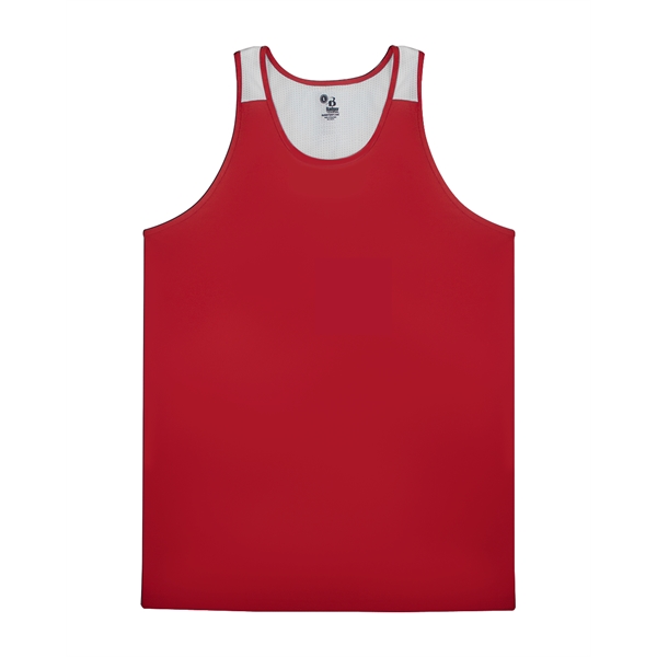 Youth singlet with contrast arrow mesh back panel, double-needle hem, self-fabric... from ASI 37461 Augusta Sportswear