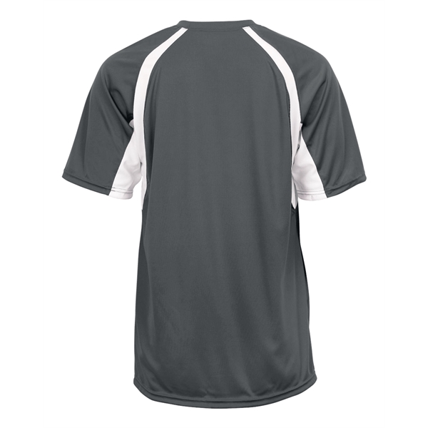 Hook tee with double-needle hem, contrast panel inserts, Badger heat seal... from ASI 37461 Augusta Sportswear