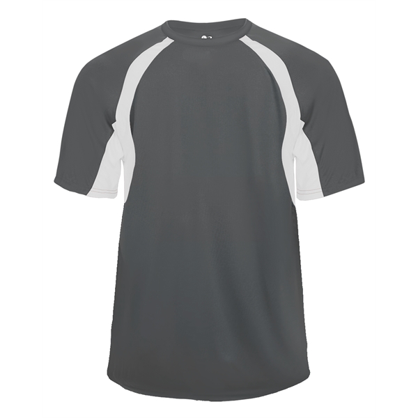 Hook tee with double-needle hem, contrast panel inserts, Badger heat seal... from ASI 37461 Augusta Sportswear