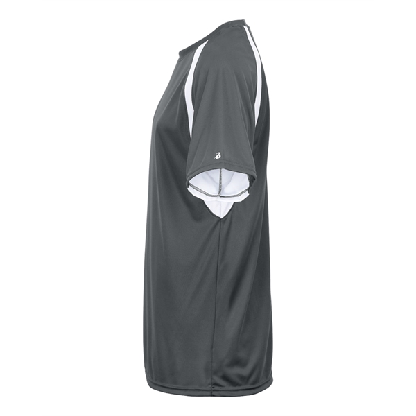 Hook tee with double-needle hem, contrast panel inserts, Badger heat seal... from ASI 37461 Augusta Sportswear