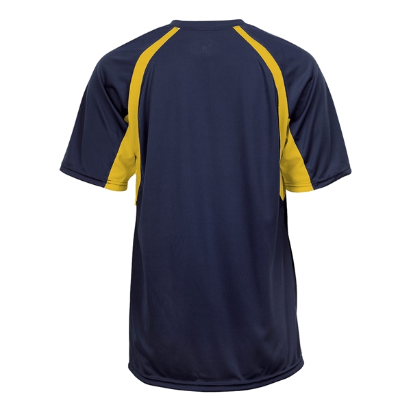 Hook tee with double-needle hem, contrast panel inserts, Badger heat seal... from ASI 37461 Augusta Sportswear