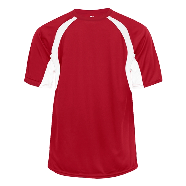 Hook tee with double-needle hem, contrast panel inserts, Badger heat seal... from ASI 37461 Augusta Sportswear