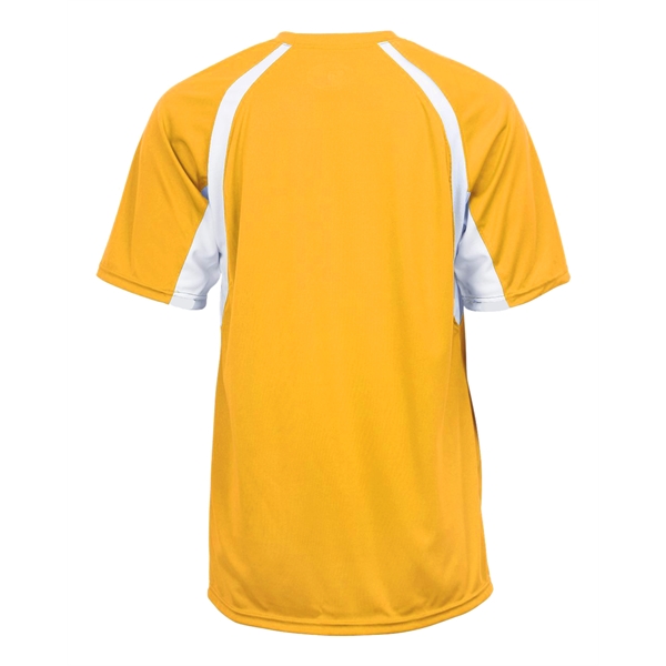 Hook tee with double-needle hem, contrast panel inserts, Badger heat seal... from ASI 37461 Augusta Sportswear