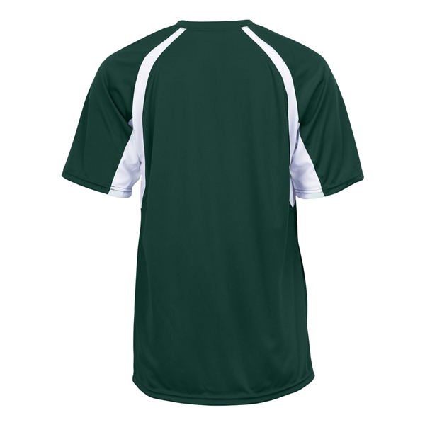 Hook tee with double-needle hem, contrast panel inserts, Badger heat seal... from ASI 37461 Augusta Sportswear