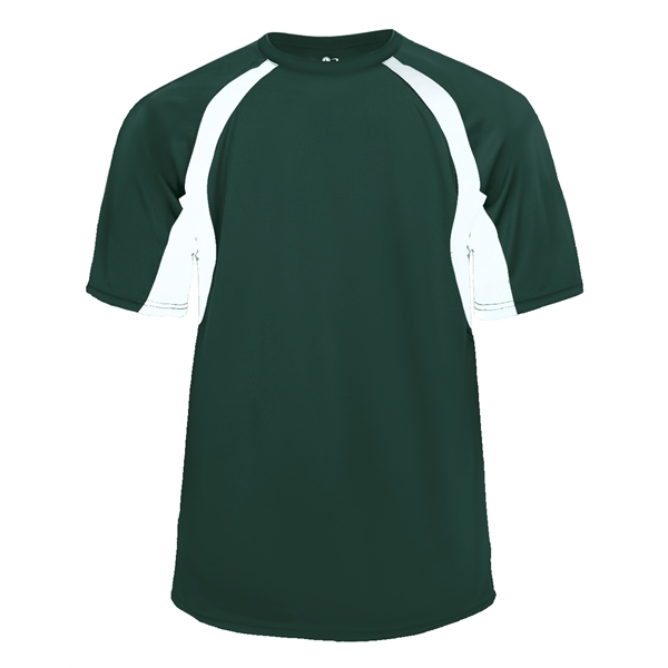 Hook tee with double-needle hem, contrast panel inserts, Badger heat seal... from ASI 37461 Augusta Sportswear
