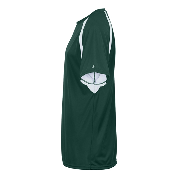 Hook tee with double-needle hem, contrast panel inserts, Badger heat seal... from ASI 37461 Augusta Sportswear