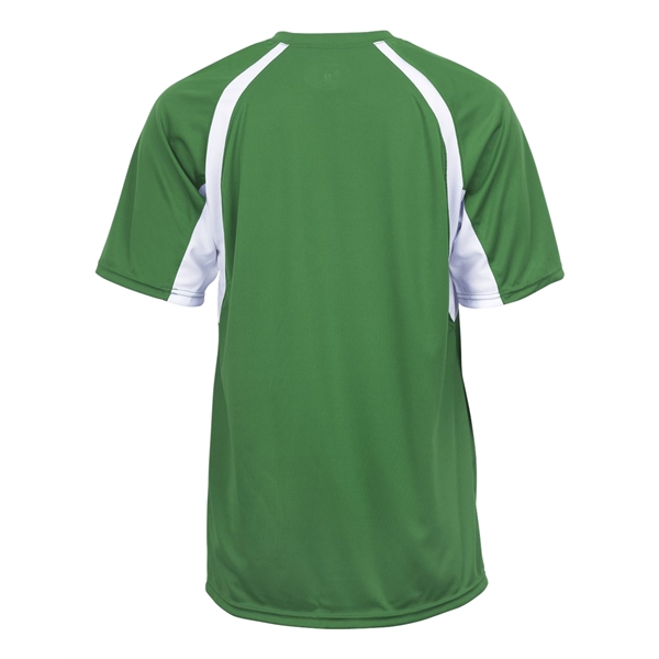Hook tee with double-needle hem, contrast panel inserts, Badger heat seal... from ASI 37461 Augusta Sportswear