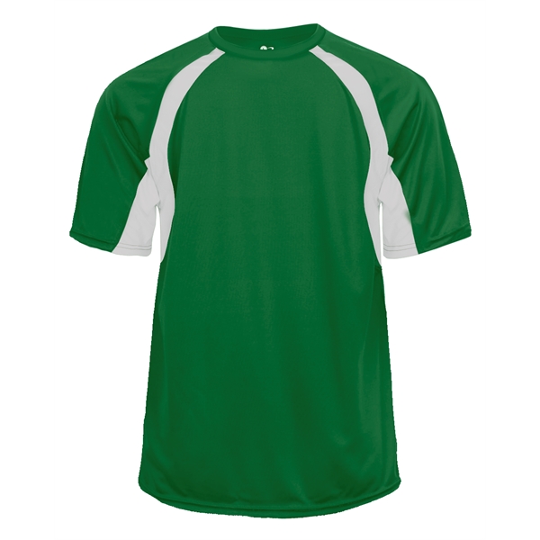 Hook tee with double-needle hem, contrast panel inserts, Badger heat seal... from ASI 37461 Augusta Sportswear