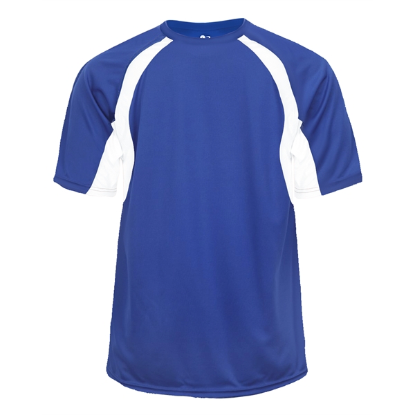Hook tee with double-needle hem, contrast panel inserts, Badger heat seal... from ASI 37461 Augusta Sportswear