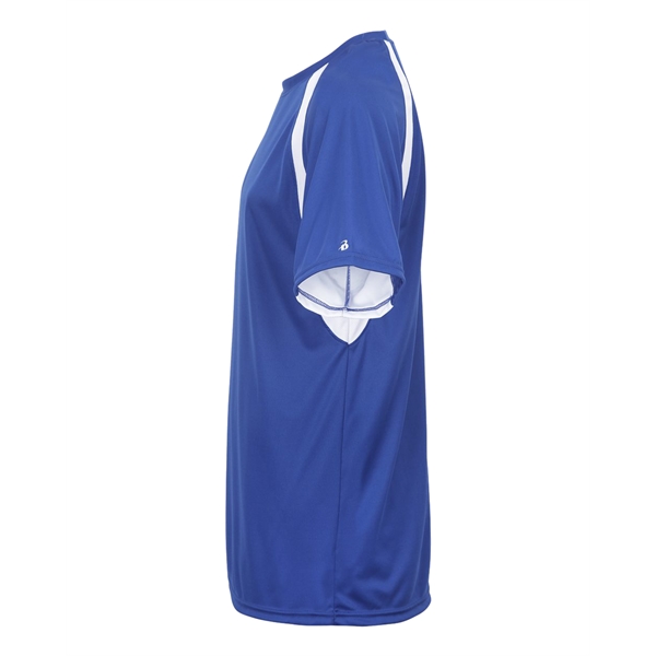 Hook tee with double-needle hem, contrast panel inserts, Badger heat seal... from ASI 37461 Augusta Sportswear