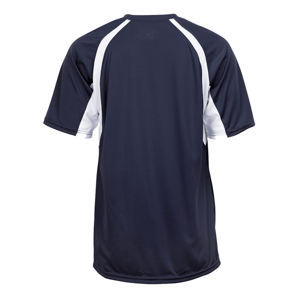 Hook tee with double-needle hem, contrast panel inserts, Badger heat seal... from ASI 37461 Augusta Sportswear