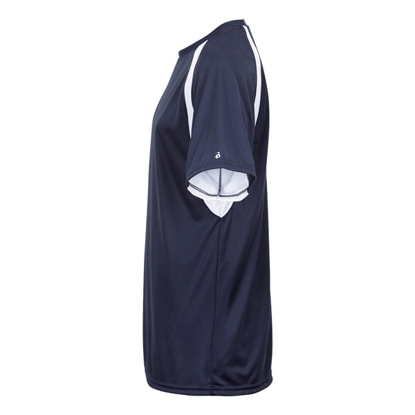 Hook tee with double-needle hem, contrast panel inserts, Badger heat seal... from ASI 37461 Augusta Sportswear