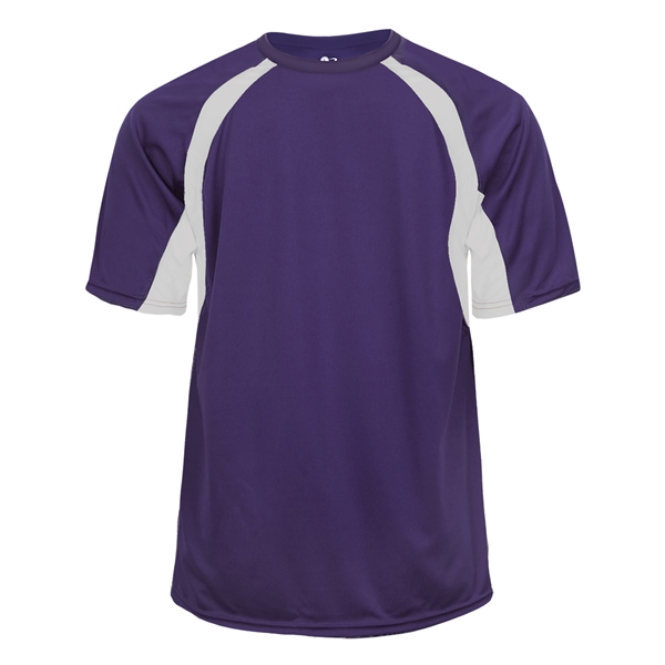 Hook tee with double-needle hem, contrast panel inserts, Badger heat seal... from ASI 37461 Augusta Sportswear