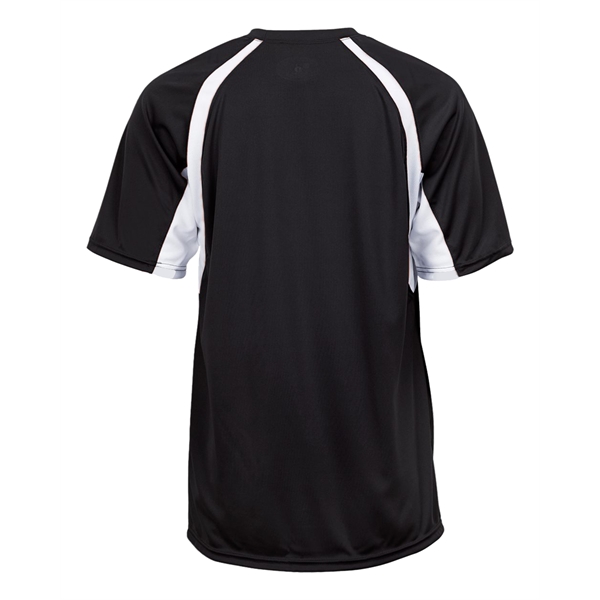 Hook tee with double-needle hem, contrast panel inserts, Badger heat seal... from ASI 37461 Augusta Sportswear