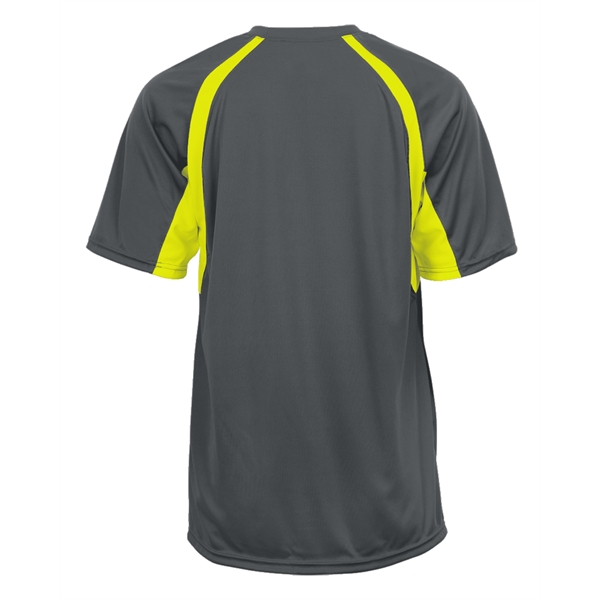 Hook tee with double-needle hem, contrast panel inserts, Badger heat seal... from ASI 37461 Augusta Sportswear