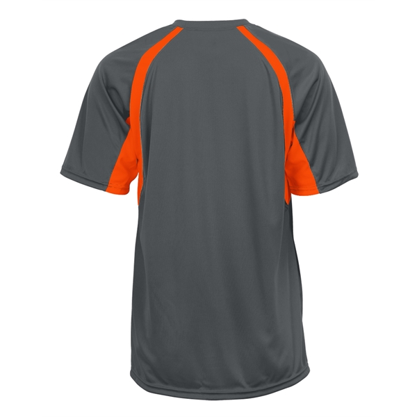 Hook tee with double-needle hem, contrast panel inserts, Badger heat seal... from ASI 37461 Augusta Sportswear