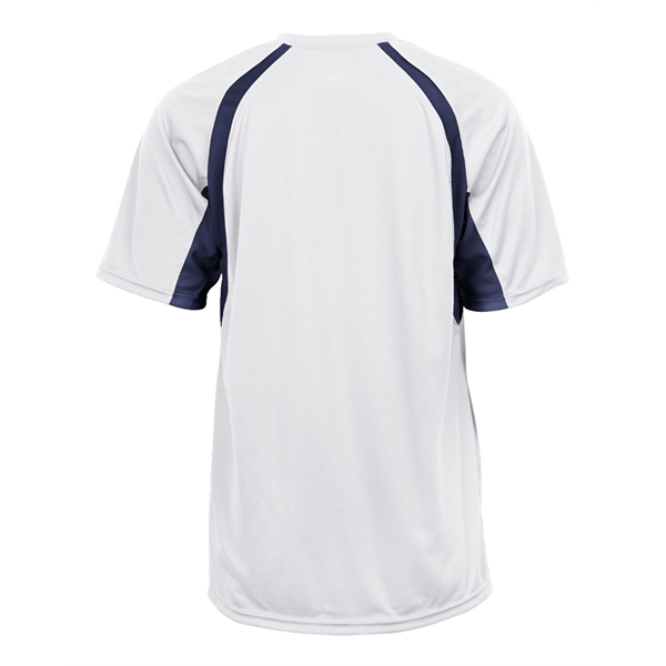 Hook tee with double-needle hem, contrast panel inserts, Badger heat seal... from ASI 37461 Augusta Sportswear