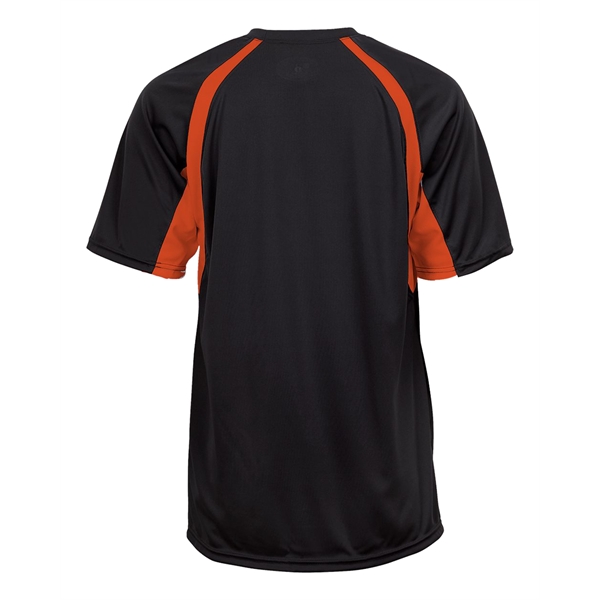 Hook tee with double-needle hem, contrast panel inserts, Badger heat seal... from ASI 37461 Augusta Sportswear
