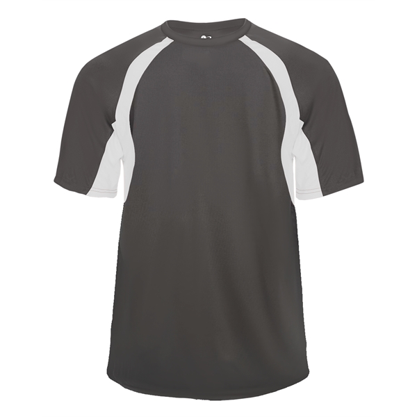 Youth tee with self-fabric collar, double-needle hem, contrast panel inserts, Badger... from ASI 37461 Augusta Sportswear
