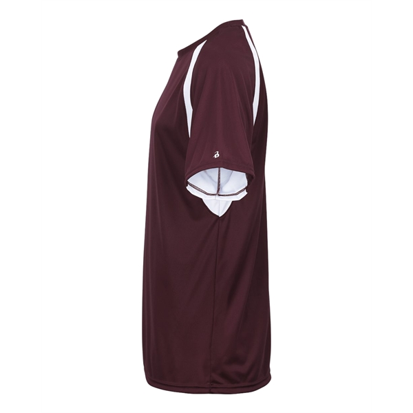 Youth tee with self-fabric collar, double-needle hem, contrast panel inserts, Badger... from ASI 37461 Augusta Sportswear