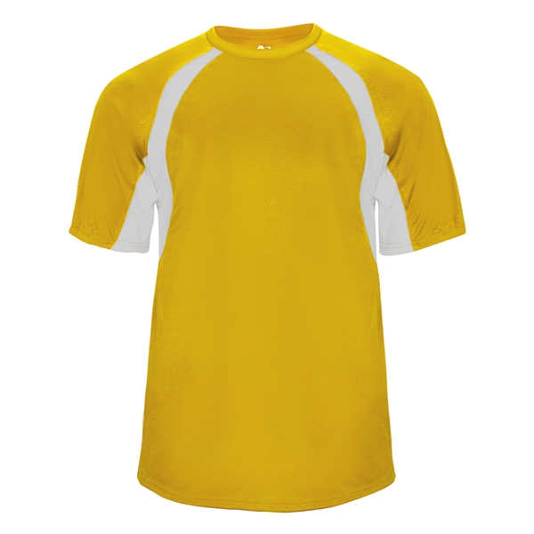 Youth tee with self-fabric collar, double-needle hem, contrast panel inserts, Badger... from ASI 37461 Augusta Sportswear