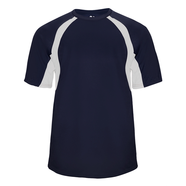 Youth tee with self-fabric collar, double-needle hem, contrast panel inserts, Badger... from ASI 37461 Augusta Sportswear