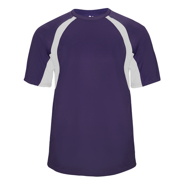 Youth tee with self-fabric collar, double-needle hem, contrast panel inserts, Badger... from ASI 37461 Augusta Sportswear
