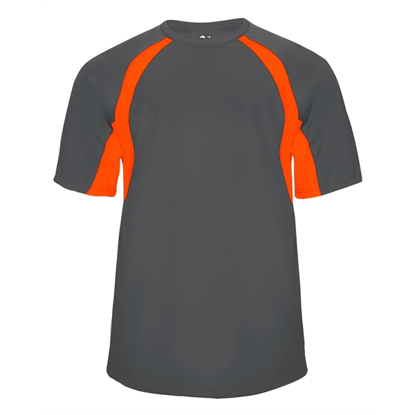 Youth tee with self-fabric collar, double-needle hem, contrast panel inserts, Badger... from ASI 37461 Augusta Sportswear