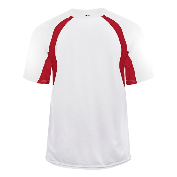 Youth tee with self-fabric collar, double-needle hem, contrast panel inserts, Badger... from ASI 37461 Augusta Sportswear