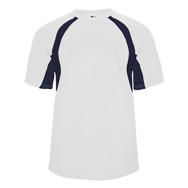 Youth tee with self-fabric collar, double-needle hem, contrast panel inserts, Badger... from ASI 37461 Augusta Sportswear