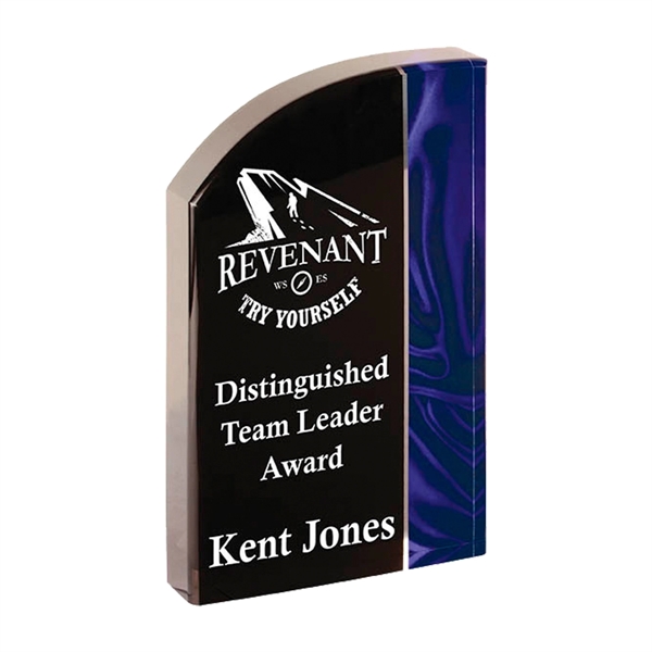 5" x 1" x 8" freestanding acrylic wave-shaped blue velvet award.... from ASI 74601 Calico