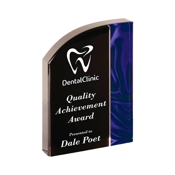 5" x 1" x 7" freestanding acrylic wave-shaped blue velvet award.... from ASI 74601 Calico